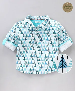 Babyoye Full Sleeves Cotton Shirt Xmas Tree Print - Multicolour
