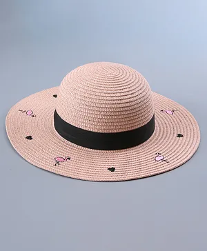 Pine Kids Straw Hat Flamingo Print Light Pink - Diameter 34 cm
