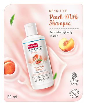 Babyhug Advanced Sensitive Peach Milk Shampoo No Tear Formula Suitable For Newborn Baby - 50 ml
