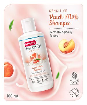 Babyhug Advanced Sensitive Peach Milk Shampoo No Tear Formula Suitable For Newborn Baby - 100 ml