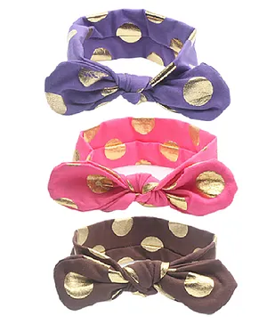 Bembika Nylon Polka Dots Knotted Headbands Pack of 3 - Multicolor