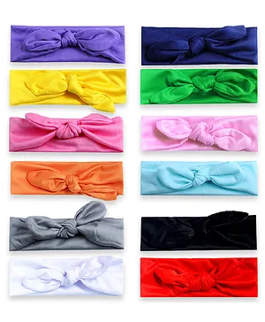 Bembika Knotted Cotton Headbands Pack of 12 - Multicolour 