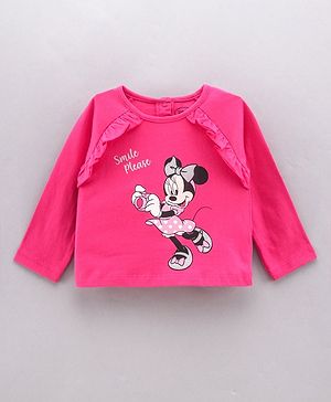 Babyhug Full Sleeves Top Minnie Mouse Print - Dark Pink