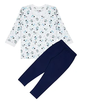 Taatoom Full Sleeves Dog Print Night Suit - White