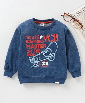Teddy Full Sleeves Sweatshirt Text Print - Navy Blue