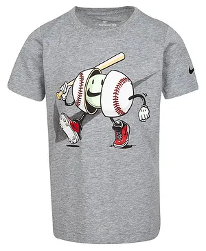 Nike Half Sleeves Baseball Print Tee - Grey