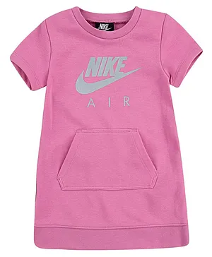 Nike Half Sleeves Logo Print Lightweight Sweater Dress -  Pink