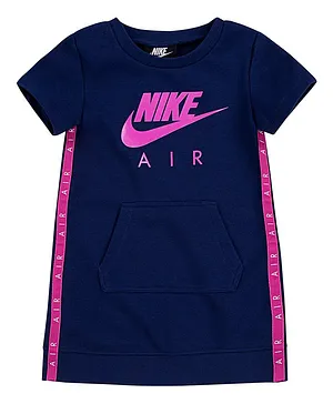 Nike Half Sleeves Logo Print Lightweight Sweater Dress -  Blue