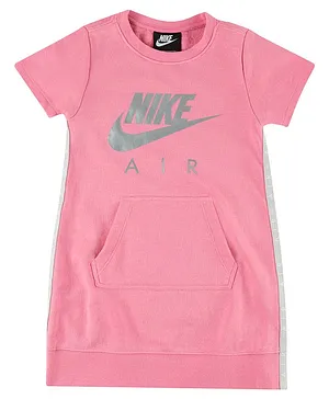 Nike Half Sleeves French Terry Lightweight Sweater Dress -  Pink
