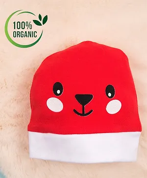 COCOON ORGANICS 100% Organic Cotton Teddy Design Cap - Red