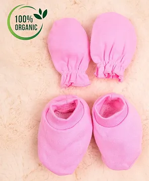 COCOON ORGANICS 100% Organic Cotton Mittens With Booties - Pink