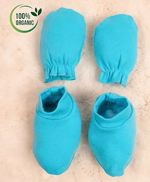 COCOON ORGANICS 100% Organic Cotton Mittens With Booties - Blue