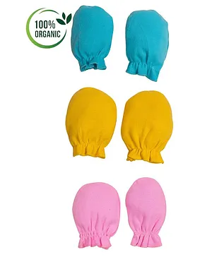 COCOON ORGANICS 100% Organic Cotton Pack Of 3 Mittens - Multi Color
