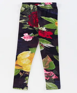 CrayonFlakes Full Length Floral Print Leggings - Multi Colour