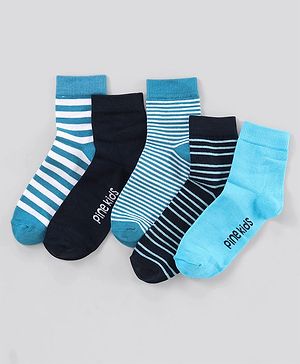Pine Kids Anti Microbial Washed Soft Terry Socks Set of 5 Pairs - Blue