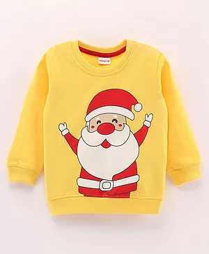 Babyhug Full Sleeves Sweatshirt Santa Claus Print - Yellow
