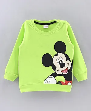Babyhug Full Sleeves Sweatshirt Mickey Mouse Print - Green