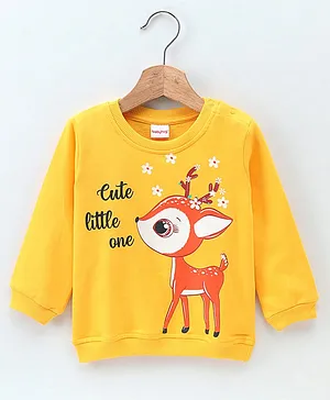 Babyhug Full Sleeves Sweatshirt Reindeer Print - Dark Yellow