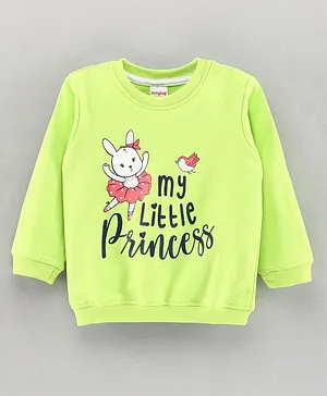Babyhug Full Sleeves Sweatshirt Bunny & Text Print - Lime Punch