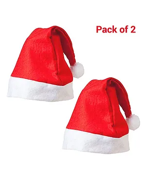Chocoloony Merry Christmas Santa Cap Pack of 2 - Red