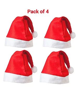 Chocoloony Merry Christmas Santa Cap Pack of 4 - Red