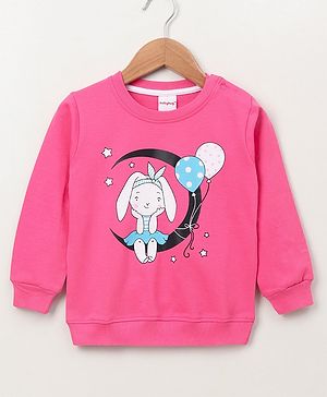 Babyhug Full Sleeves Sweatshirt Moon Print - Pink