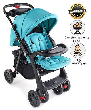 Babyhug Wander Buddy Stroller With Rear Parent Utility Box With Cup Holder - Teal Blue