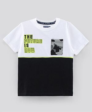 Pine Kids Half Sleeves Biowash T-Shirt Text Print - Multicolour