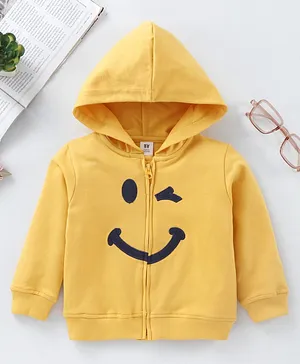 ToffyHouse Full Sleeves Hoodie Smiley Print - Gold