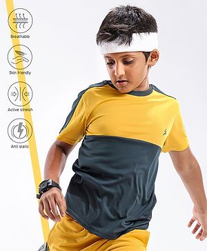 Pine Active Half Sleeves Tape Solid T-shirt - Yellow
