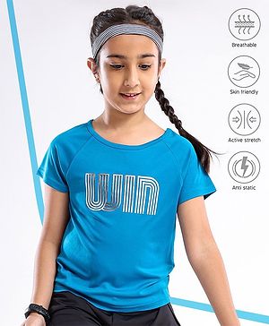 Pine Active Skin Friendly & Breathable Half Sleeves Tee HD Print - Blue
