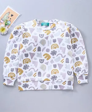 Tiara Full Sleeves All Over Printed Top - White