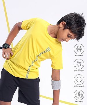 Pine Active Half Sleeves Numeric Print T Shirt - Green Blue - Yellow