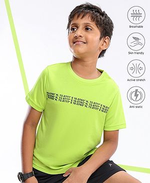 Pine Active Half Sleeves T-Shirt Text Printed - Green