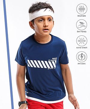 Pine Active Skin Friendly & Breathable Half Sleeves Sports Tee HD Print - Multicolor