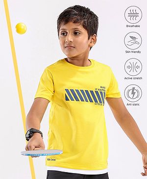 Pine Active  Skin Friendly & Breathable Half Sleeves T-shirt with HD Print - Yellow