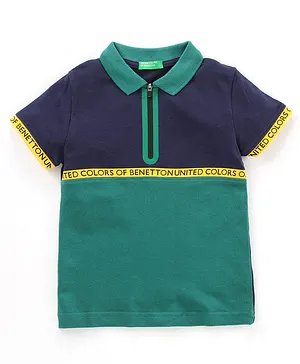 UCB Half Sleeves Polo T-Shirt Color Block - Blue
