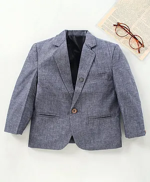 Rikidoos Full Sleeves Solid Cotton Fabric  Blazer -  Blue & Grey