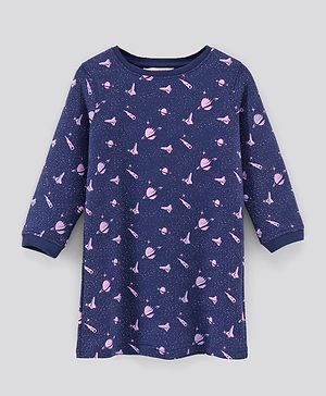 Primo Gino Full Sleeves Sweatshirt Space Print - Navy