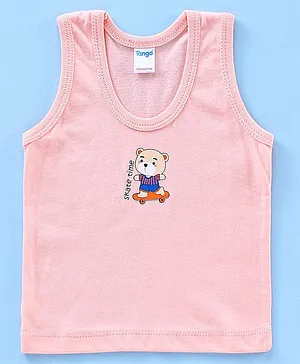 Tango Sleeveless Vest Bear Print - Peach
