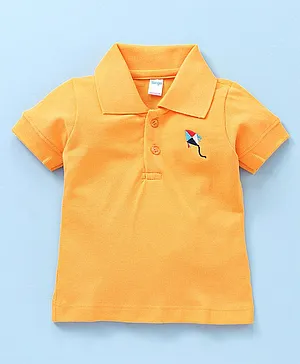 Tango Half Sleeves Polo T-Shirt Kite Embroidered - Golden