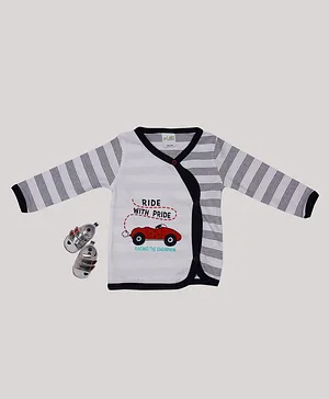 Dr.Leo Kidswear Full Sleeves Car Print Jhabla - Off White