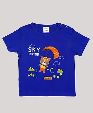 Dr.Leo Kidswear Half Sleeves Sky Diving Print Tee - Royal Blue