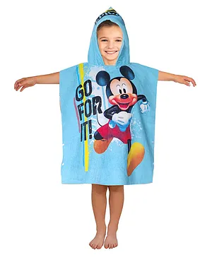 Disney Go For It Mickey Mouse Hooded Poncho Towel - Blue