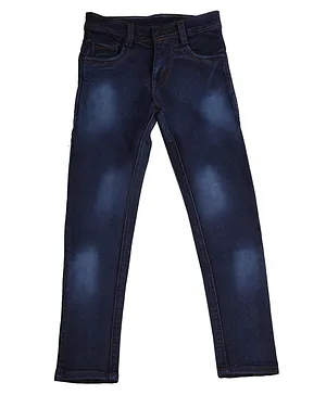 P-MARK Full Length Washed Jeans - Dark Blue