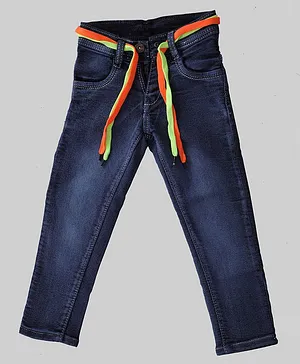 P-MARK Full Length Solid Stretchable Jeans - Navy Blue