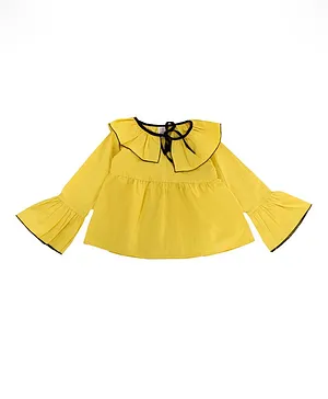 Aww Hunnie Full Bell Sleeves Flared Top - Yellow