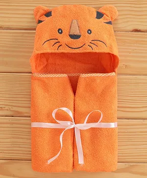 Babyhug Hooded Towel Tiger Graphic - Orange