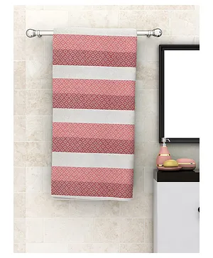 Athom Living 100% Cotton Bath Towel Modern Checks Print - Pink