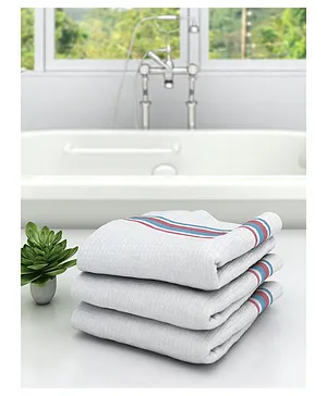 Athom Living 100% Premium Cotton Bath Towel Diamond Border Pack Of 3 - White